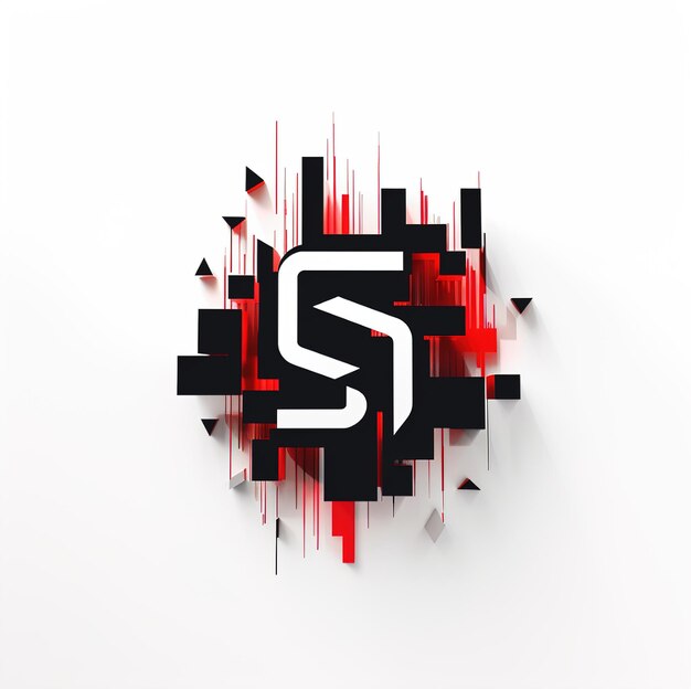 a white and red logo with the letter s on it