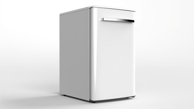 Photo white refrigerator freezer on white floor