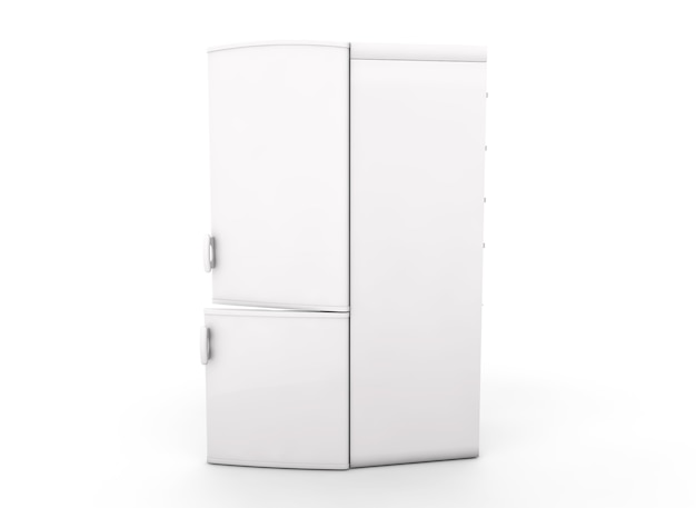 Frigorifero bianco isolato. rendering 3d