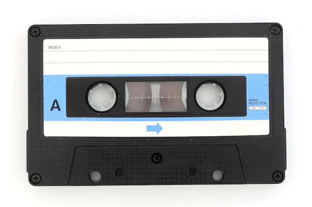 White Retro Audio Tape isolated on white background