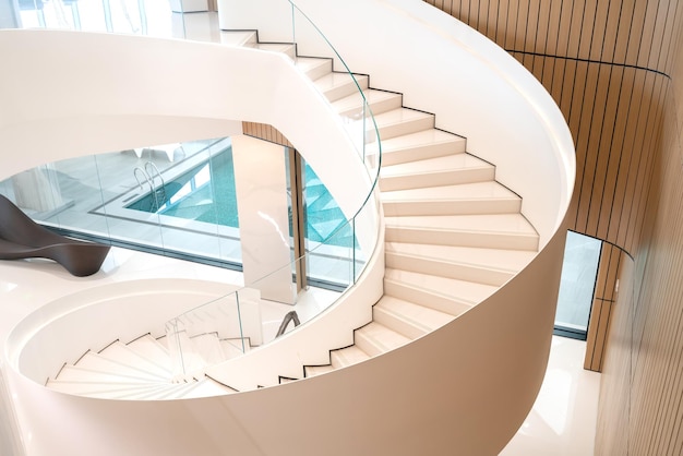 White revolving stairs in the Art Center