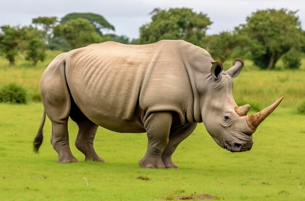 White rhino grazing