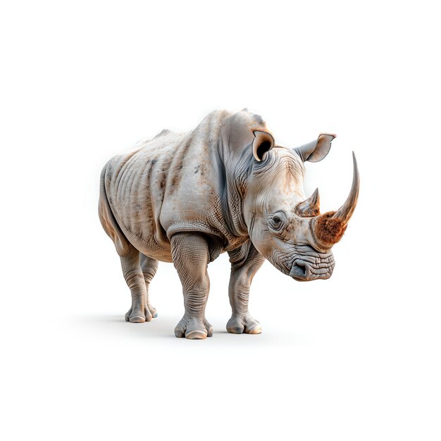 Photo white rhinoceros on white background generative ai