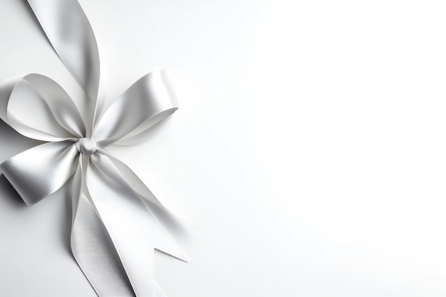 Photo white ribbon with a bow on a white background