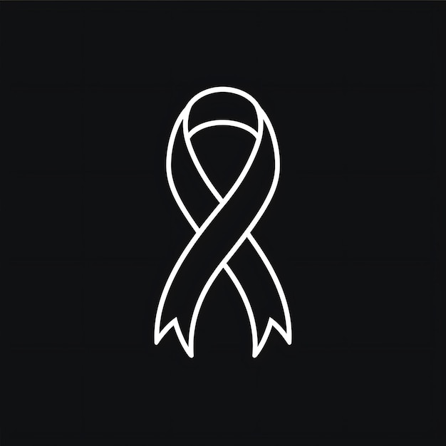 Photo a white ribbon with a ribbon on it is on a black background