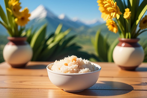 White rice is the favorite food of chinese people eat rice for breakfast lunch dinner when hungry