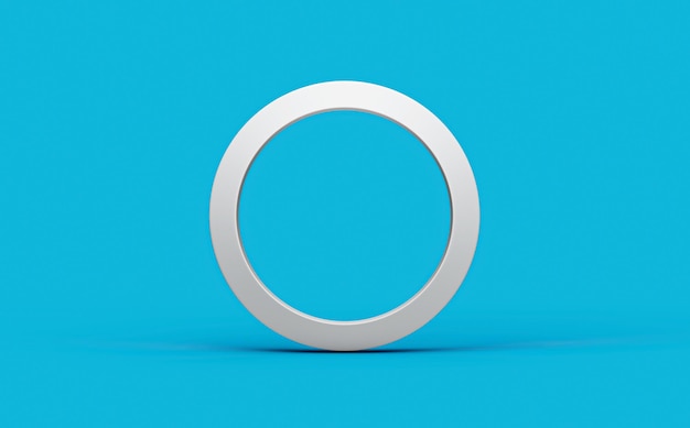 Photo white ring isolated on blue background abstract white geometric shapes 3d illustration