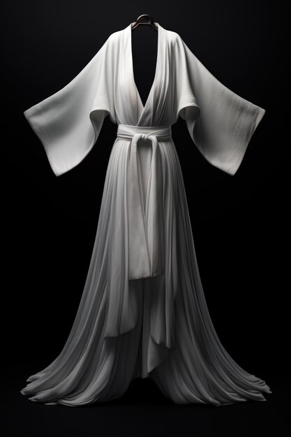 Photo a white robe on a mannequin stand