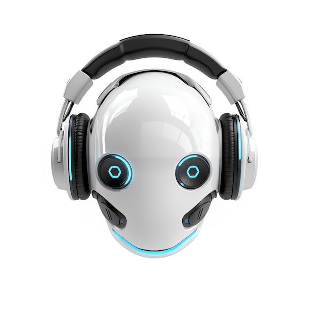 Photo a white robot headphones