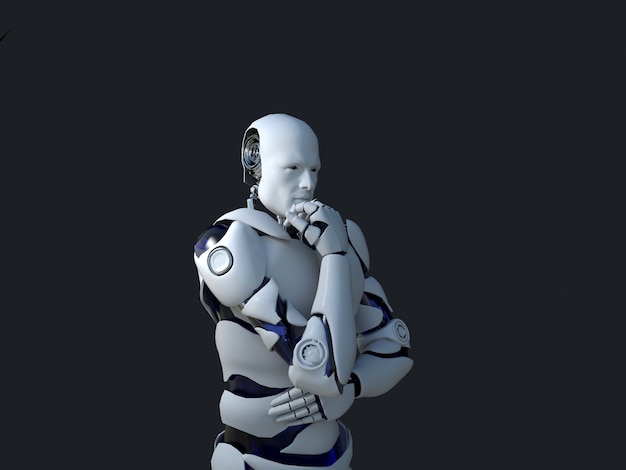 White robot technology that is thinking and indeed its chin