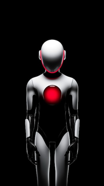 A white robot with a red light on its chest Generative AI image