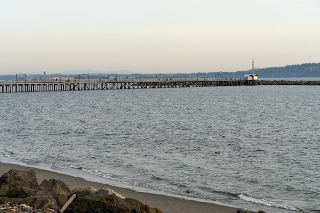 White Rock city pier in the dusk British Columbia Canada