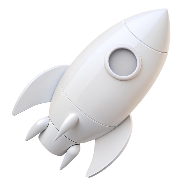 Photo a white rocket shaped like a rocket with a circle on the side