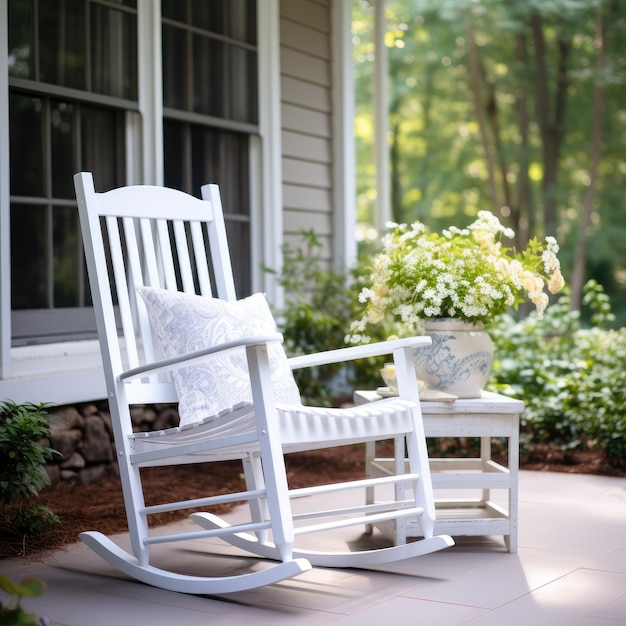 Photo white rocking chair on a porch