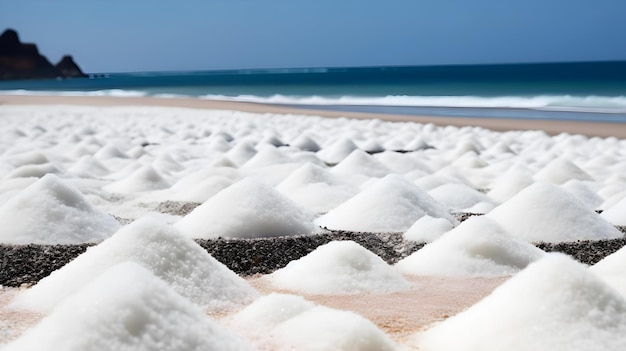사막 해변의 하얀 바위