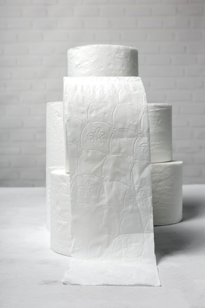 White rolls of toilet paper