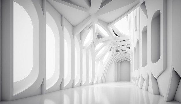 흰 종이로 만든 천장이 있는 하얀 방