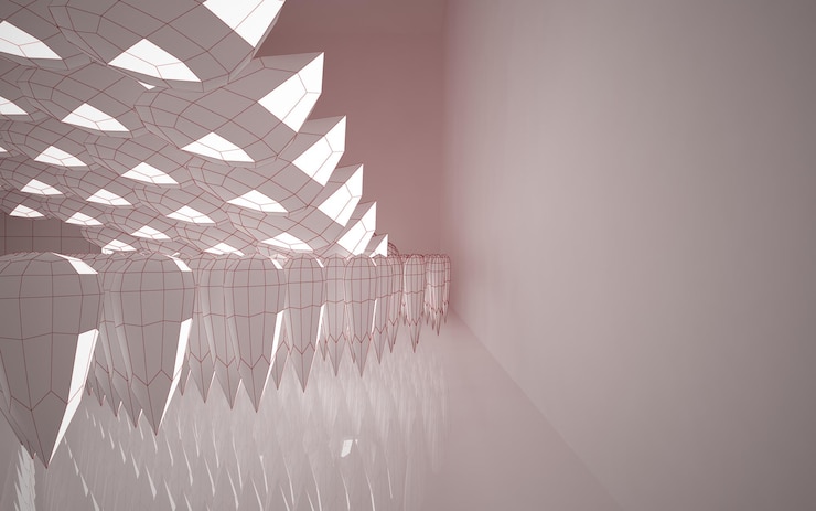 Photo a white room with a ceiling that has a white pattern that says'the word'on it