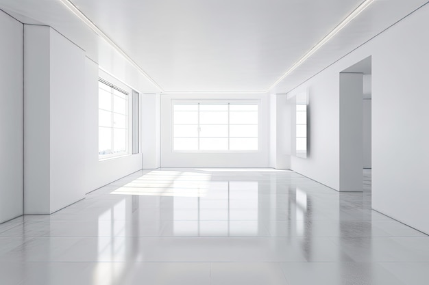 A white room with copy space an empty room and a lit interior