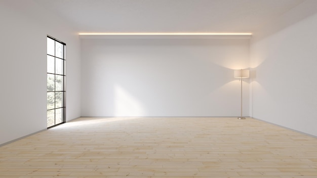Photo a white room with a large white wall and a lamp on it.