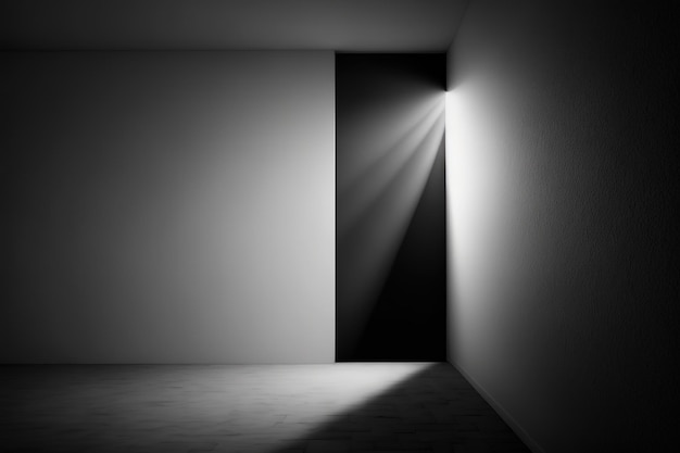 Premium Photo | A white room with a light coming through the corner.