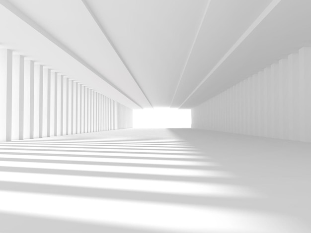 White room with a light at the end
