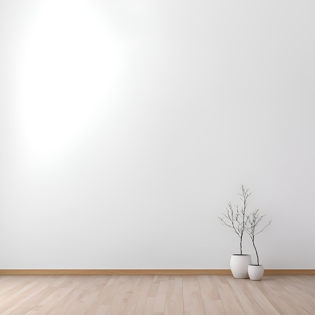 Photo a white room with a plant in the corner