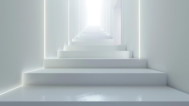 White room with stairs Abstract white background generative ai