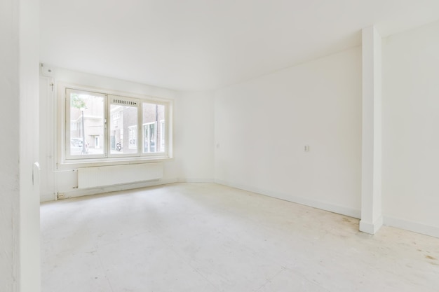 White room with windows in an elegant residential building