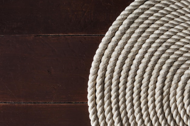 White rope on a wooden deck