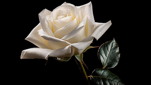 A white rose on a black background