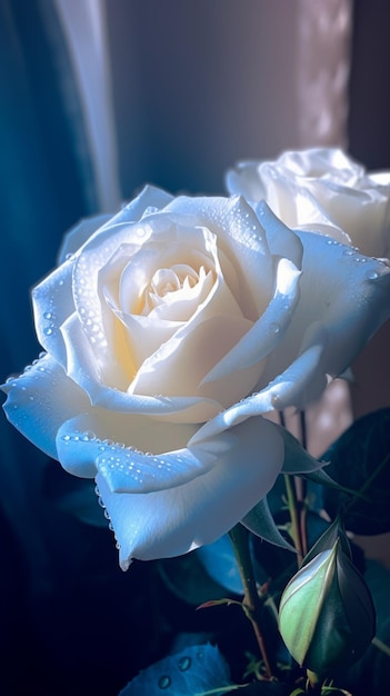 White rose in blue