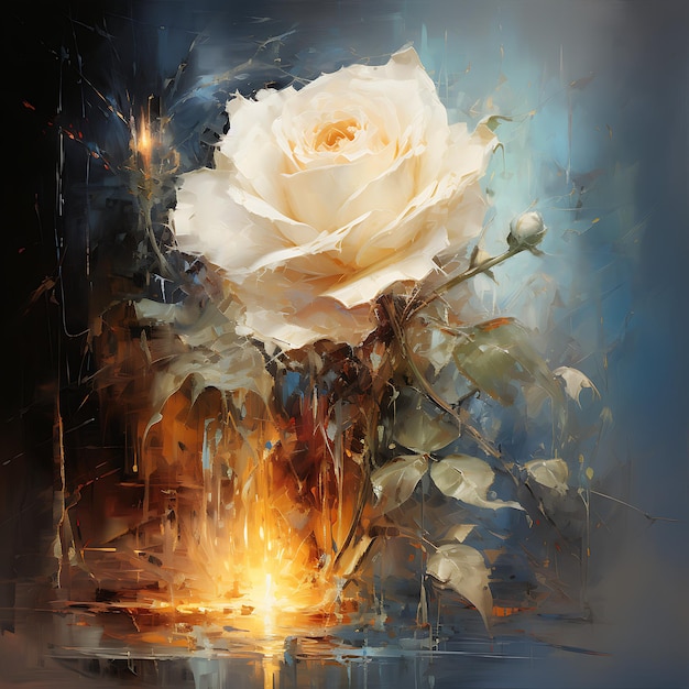 Белая роза в огне