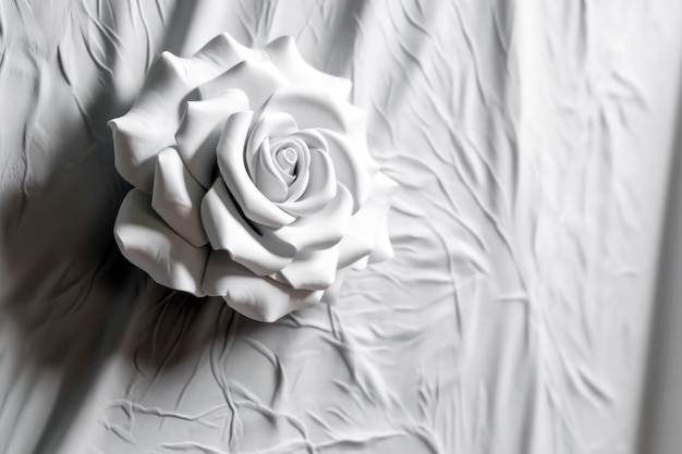 A white rose flower in fabric