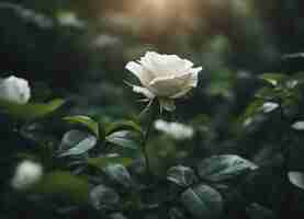 Photo a white rose garden