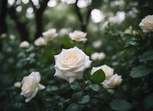 A white rose garden