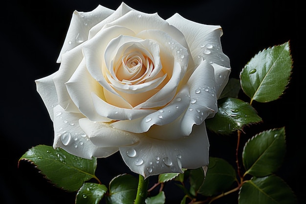 Photo white rose on isolated black background generated ai