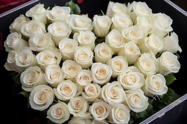 White Roses Arranged in a Heart Shape