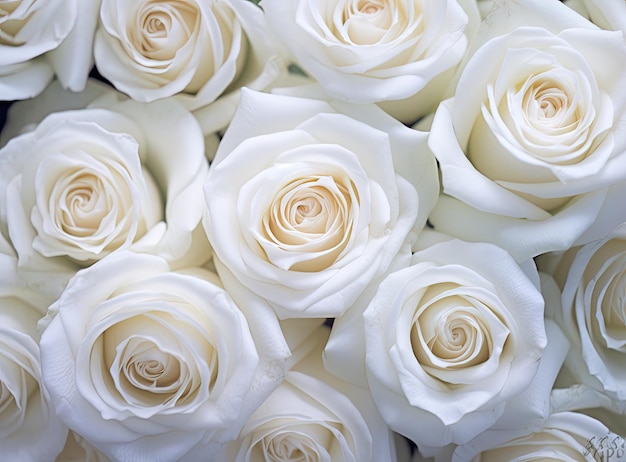 Букет белых роз белые розы крупным планом, созданные с помощью технологии генеративного искусственного интеллекта