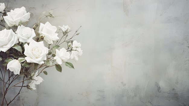 white roses on a grunge background