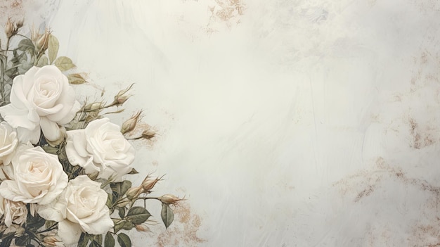 white roses on a grunge background