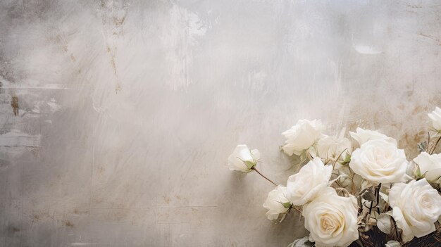 Photo white roses on a grunge background