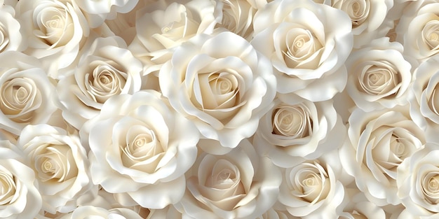 White roses seamless pattern background Ai Generated