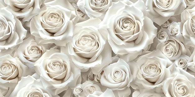 White roses seamless pattern background Ai Generated