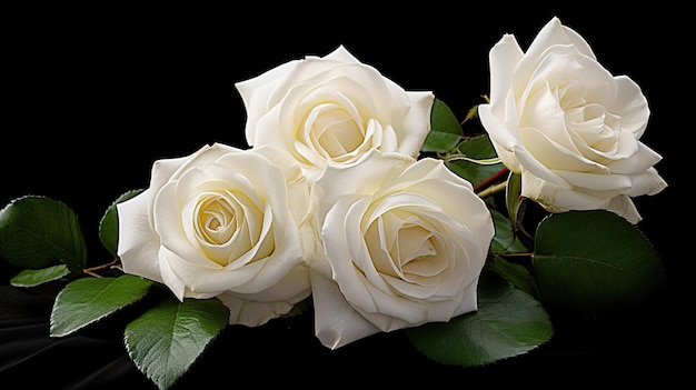 White roses with a black background