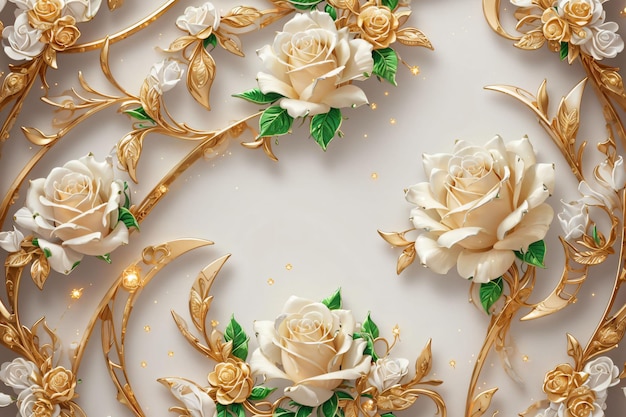 White roses with gold details