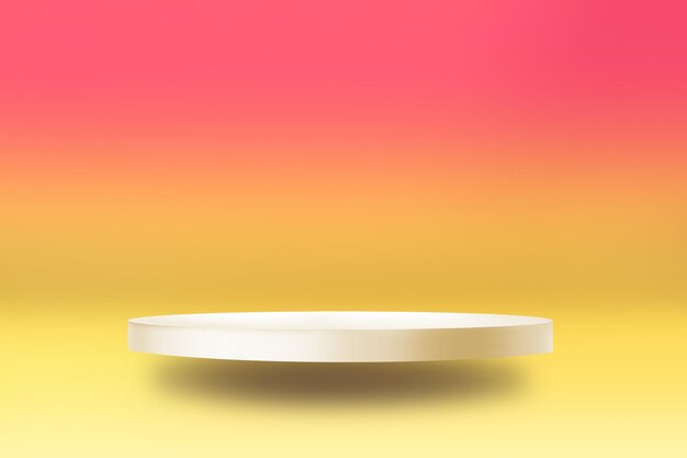 Photo a white round object is on a yellow background with a pink background.