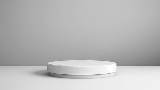 A white round plate with a white base on it.