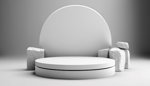 White round podium on interior background generative ai