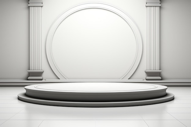 White round podium in the interior of the room 3D rendering Ai Generated